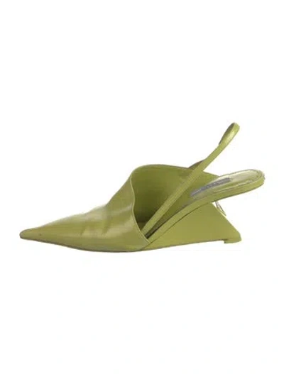 Pre-owned Prada Leather Slingback Pumps In Green