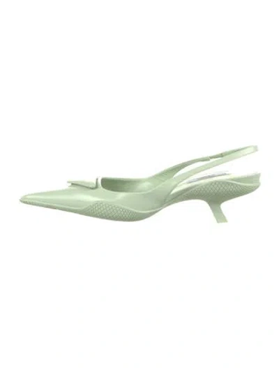 Pre-owned Prada Leather Slingback Pumps In Green