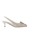 Prada Leather Slingback Pumps Bow Kitten Heel In Neutral
