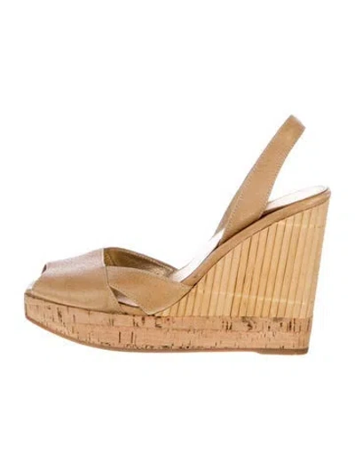 Pre-owned Prada Leather Slingback Pumps In Neutral