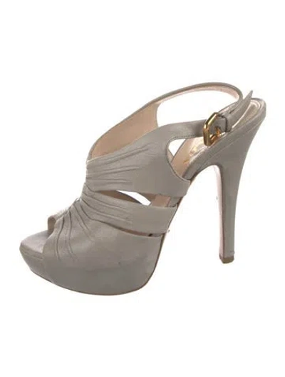 Pre-owned Prada Leather Slingback Pumps In Neutral