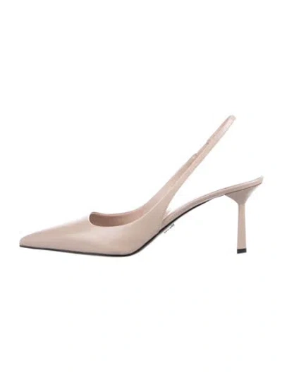 Pre-owned Prada Leather Slingback Pumps In Neutral