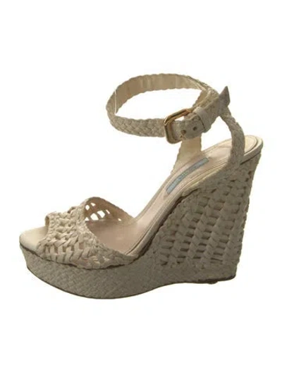 Pre-owned Prada Leather Slingback Pumps In Neutral