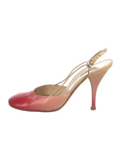 Pre-owned Prada Leather Slingback Pumps In Pink