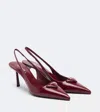 Prada Slingback Pumps In Leather With Brushed Finish In Red