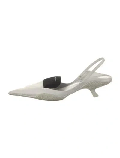 Pre-owned Prada Leather Slingback Pumps In White