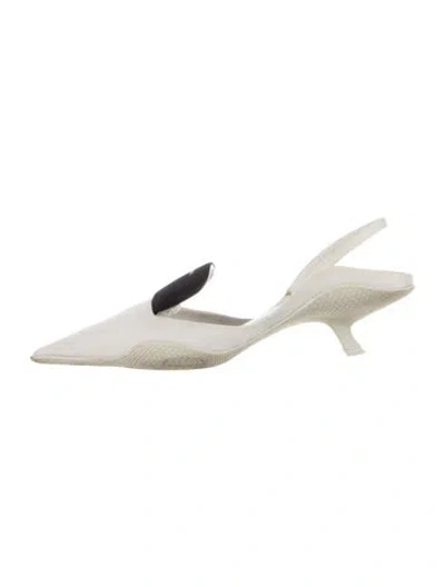 Pre-owned Prada Leather Slingback Pumps In White