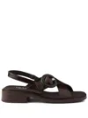 Prada Heel Buckle Glossy Open Toe Sandals In Gray