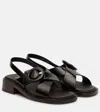 Prada Women's Brushed Leather Sandals With A Burnt Color Buckle