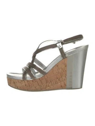 Pre-owned Prada Leather Slingback Sandals