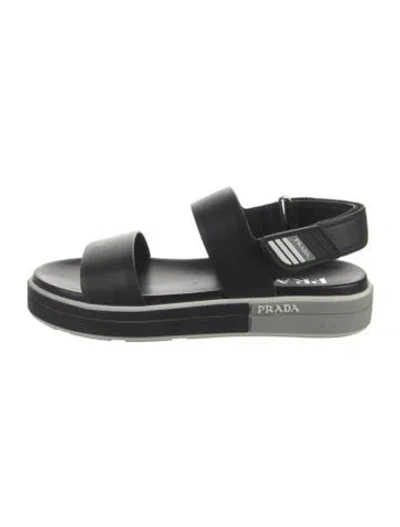 Pre-owned Prada Leather Slingback Sandals In Black