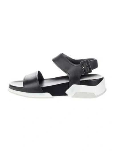Pre-owned Prada Leather Slingback Sandals In Black