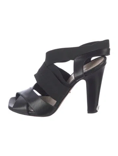 Pre-owned Prada Leather Slingback Sandals In Black