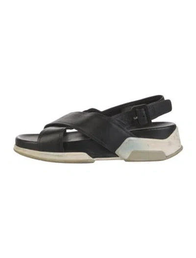 Pre-owned Prada Leather Slingback Sandals In Black
