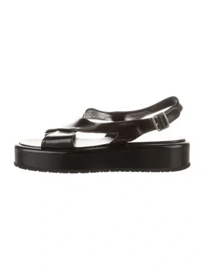 Pre-owned Prada Leather Slingback Sandals In Black