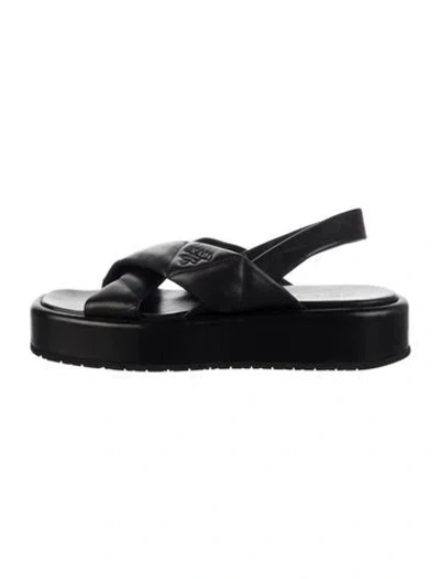 Pre-owned Prada Leather Slingback Sandals In Black