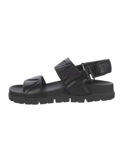 Pre-owned Prada Leather Slingback Sandals In Black