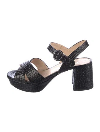 Pre-owned Prada Leather Slingback Sandals In Black