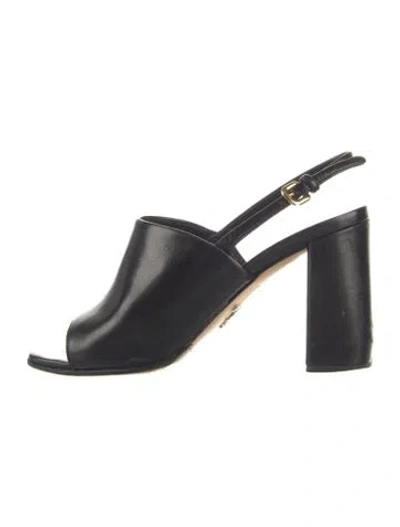 Pre-owned Prada Leather Slingback Sandals In Black