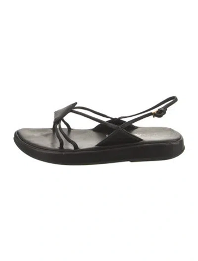 Pre-owned Prada Leather Slingback Sandals In Black
