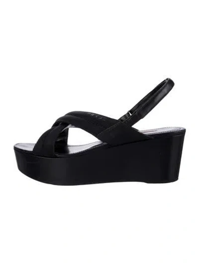 Pre-owned Prada Leather Slingback Sandals In Black