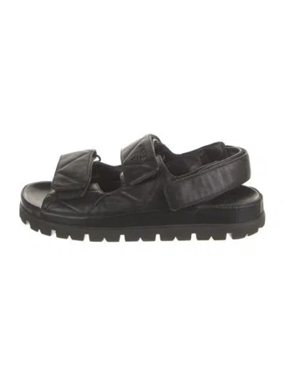 Pre-owned Prada Leather Slingback Sandals In Black