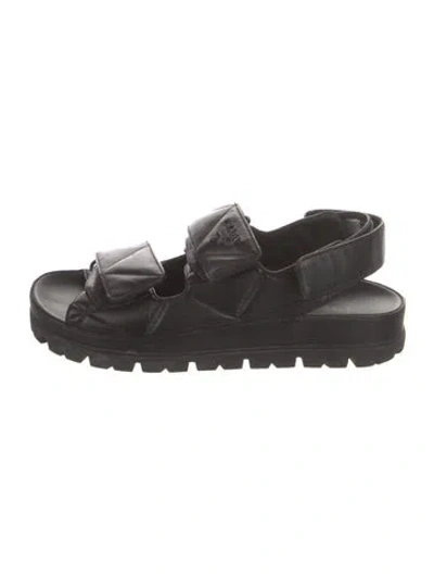 Pre-owned Prada Leather Slingback Sandals In Black