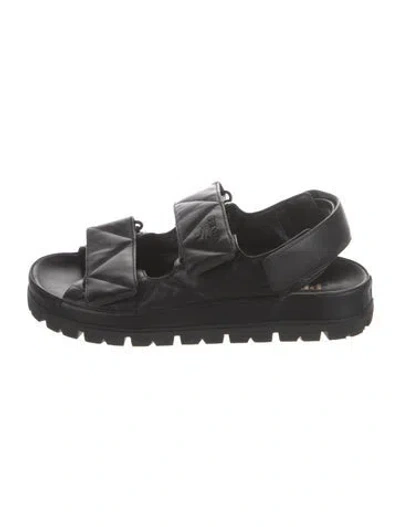 Pre-owned Prada Leather Slingback Sandals In Black