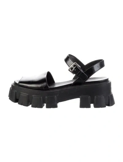 Pre-owned Prada Leather Slingback Sandals In Black