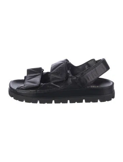 Pre-owned Prada Leather Slingback Sandals In Black