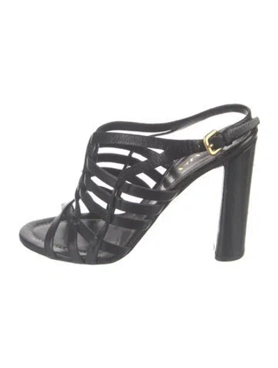 Pre-owned Prada Leather Slingback Sandals In Black