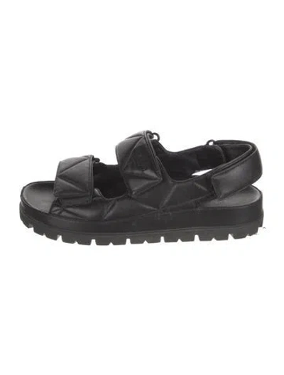 Pre-owned Prada Leather Slingback Sandals In Black