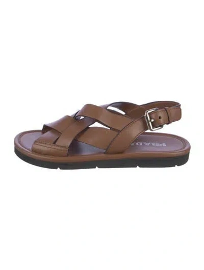 Pre-owned Prada Leather Slingback Sandals In Brown