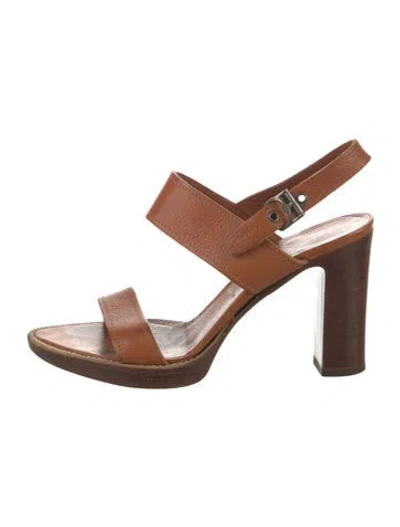 Pre-owned Prada Leather Slingback Sandals In Brown