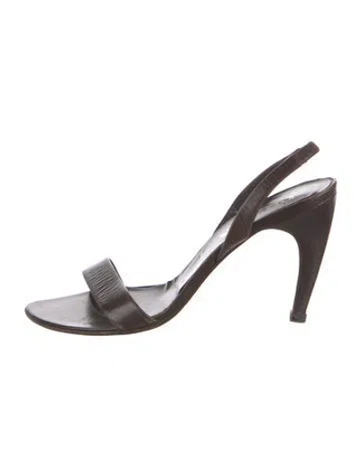 Pre-owned Prada Leather Slingback Sandals In Brown