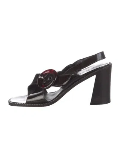 Pre-owned Prada Leather Slingback Sandals In Brown