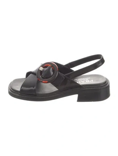 Pre-owned Prada Leather Slingback Sandals In Brown