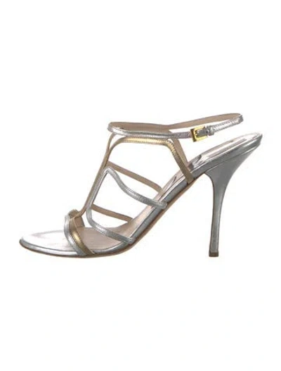 Pre-owned Prada Leather Slingback Sandals In Multi