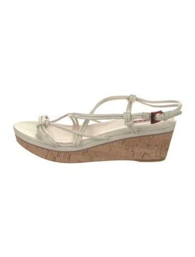 Pre-owned Prada Leather Slingback Sandals In Neutral