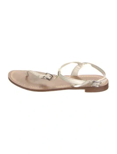 Pre-owned Prada Leather Slingback Sandals In Neutral