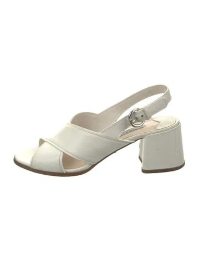 Pre-owned Prada Leather Slingback Sandals In Neutral