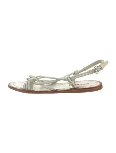 Pre-owned Prada Leather Slingback Sandals In White