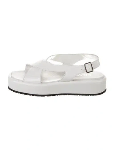 Pre-owned Prada Leather Slingback Sandals In White