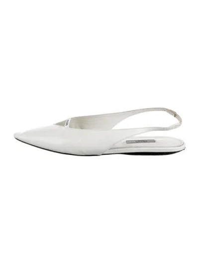 Pre-owned Prada Leather Slingback Sandals In White