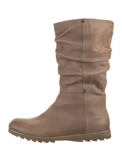 Pre-owned Prada Leather Slouch Boots In Brown