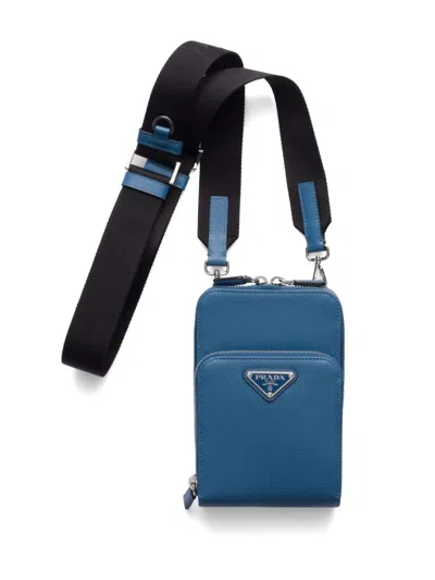 Prada Saffiano Leather Smartphone Case In Blue