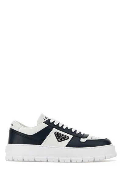 Prada Leather Sneaker With Contrast Detailing In Multi