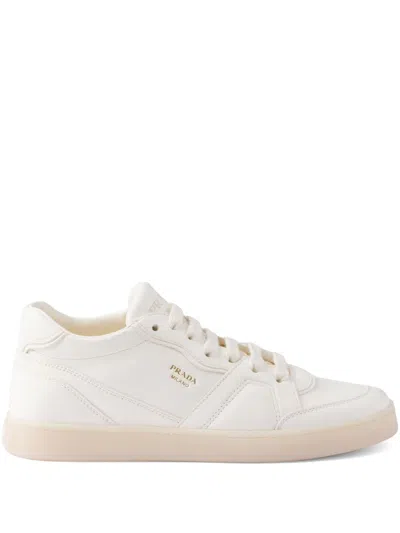 Prada Leather Sneakers In Avorio