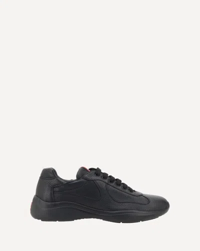 Prada Black Leather New Americas Cup Sneakers