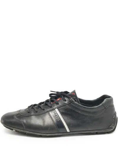 Pre-owned Prada Leather Sneakers In Blue